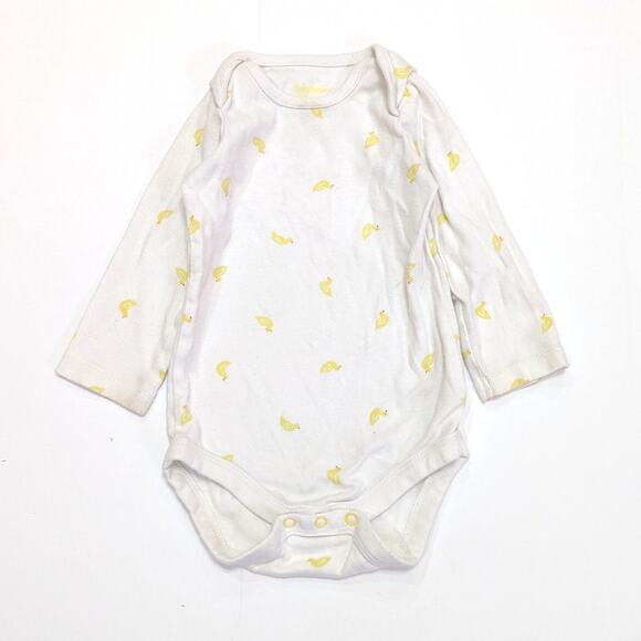 Baby Boden Onesie Size 6-12m White Yellow Duck Long Sleeve - Picture 1 of 6